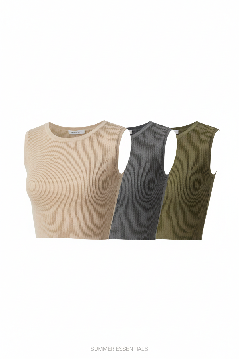 Ribbed Knit Crop Top - Fitted Summer Essential