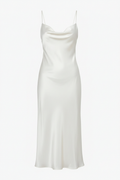Slip Dress - Minimalist Satin Midi Dress